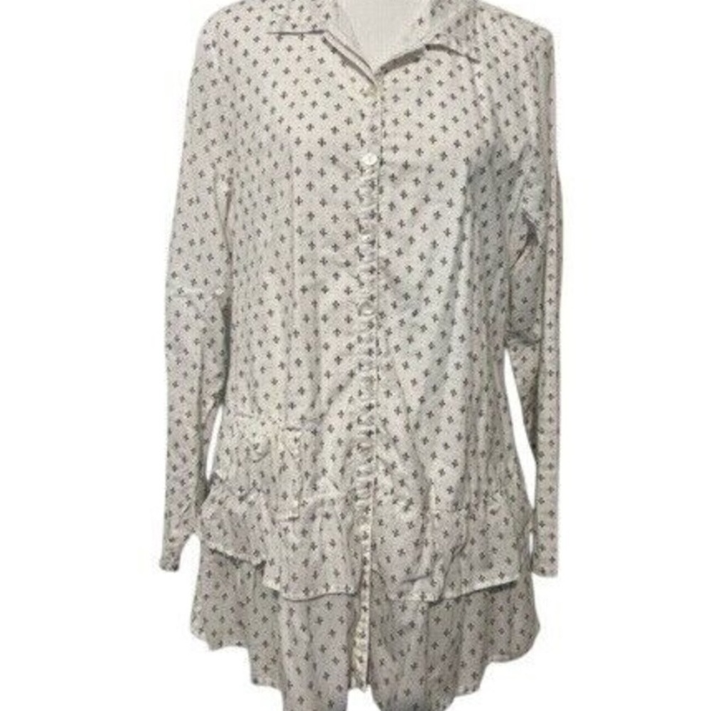 Women's Long Sleeve Polka Dot Blouse - White